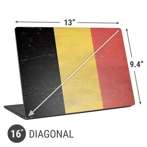 Belgium Flag Distressed Universal Laptop 16in (13 x 9.4in) Skin
